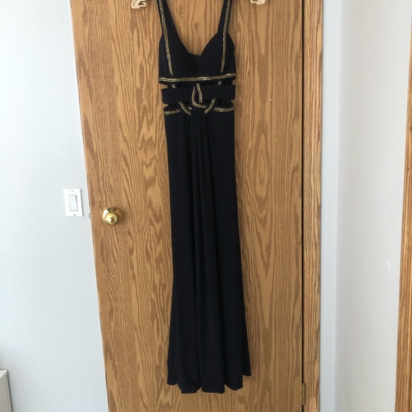 Laura Petites Navy Blue with Gold Sequin Dress - Picture 5 of 7